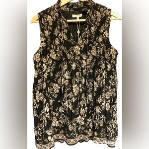 NEW MAX STUDIO BOHO FLORAL SYLE WOMENS BLOUSE SIZE XS